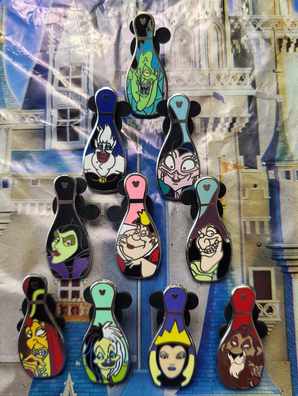Disney Villain Bowling Pins Set - Hidden Mickey Disney Pins - COMPLETE
